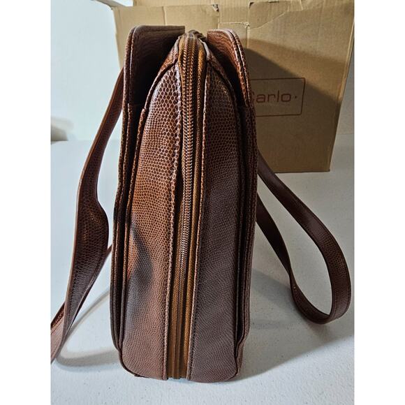 New in Box and Dust Bag Mimi DiCarlo Large Briefcase Tote Tan Style 1009LZ $225 - Picture 4 of 12